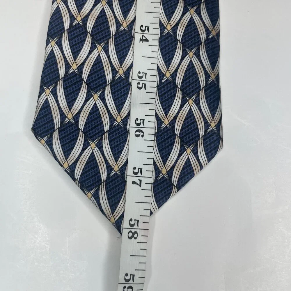 Young Men’s Handmade 100% Silk Tie Navy Blue Geometric